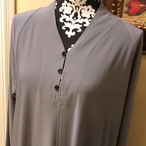 🕊️Sun Kim Flattering Comfy long-sleeved side split hem, partial buttoned tunic